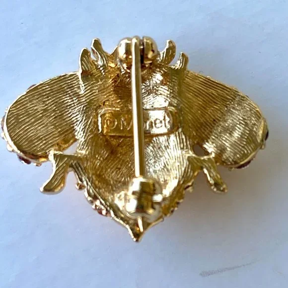 MONET Rhinestone Bumble Bee Brooch Pin with Blue Eyes - Picture 4 of 6